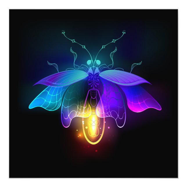 Neon Firefly on black Photo Print (Front)