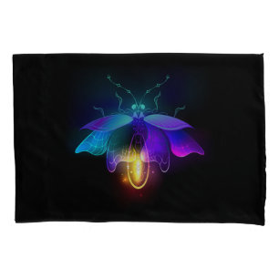 Neon Firefly on black Pillow Case