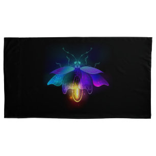 Neon Firefly on black Pillow Case
