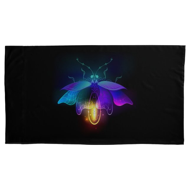 Neon Firefly on black Pillow Case (Front)
