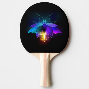 Neon Firefly on black Ping Pong Paddle