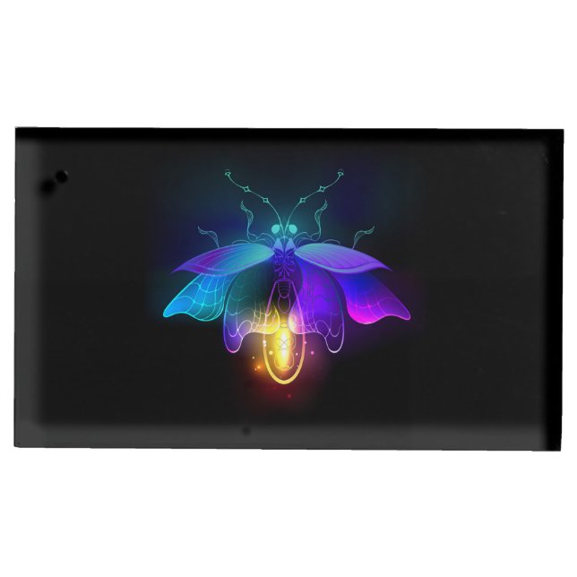 Neon Firefly on black Place Card Holder (Front)