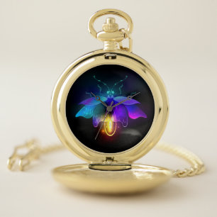 Neon Firefly on black Pocket Watch