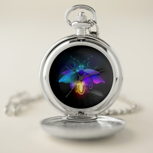 Neon Firefly on black Pocket Watch