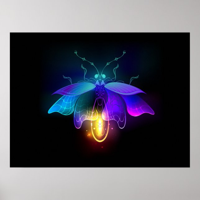 Neon Firefly on black Poster (Front)