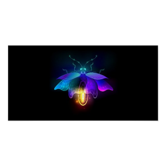 Neon Firefly on black Poster (Front)