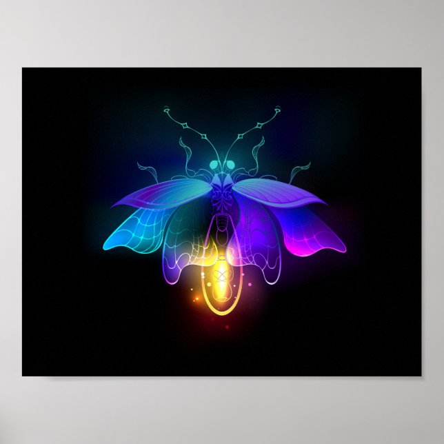 Neon Firefly on black Poster (Front)