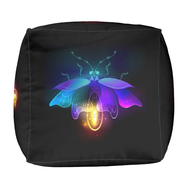 Neon Firefly on black Pouf (Bottom)