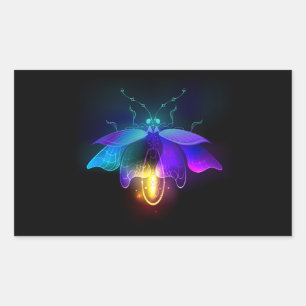 Neon Firefly on black Rectangular Sticker