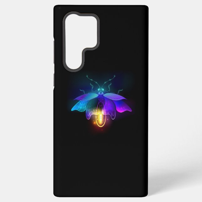 Neon Firefly on black Samsung Galaxy Case (Back)