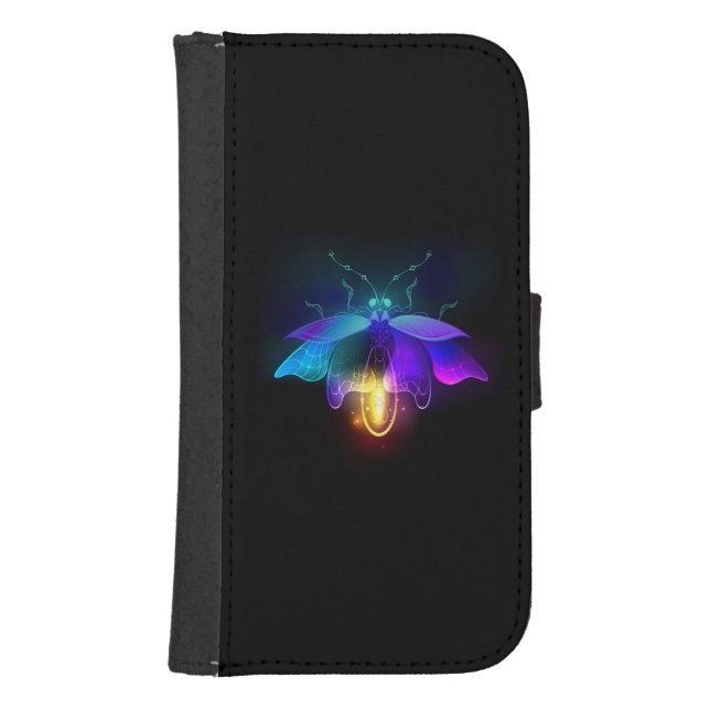 Neon Firefly on black Samsung Galaxy Wallet Case (Front)