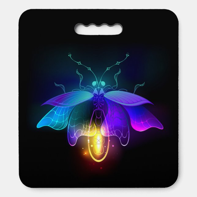 Neon Firefly on black Seat Cushion (Front Vertical)