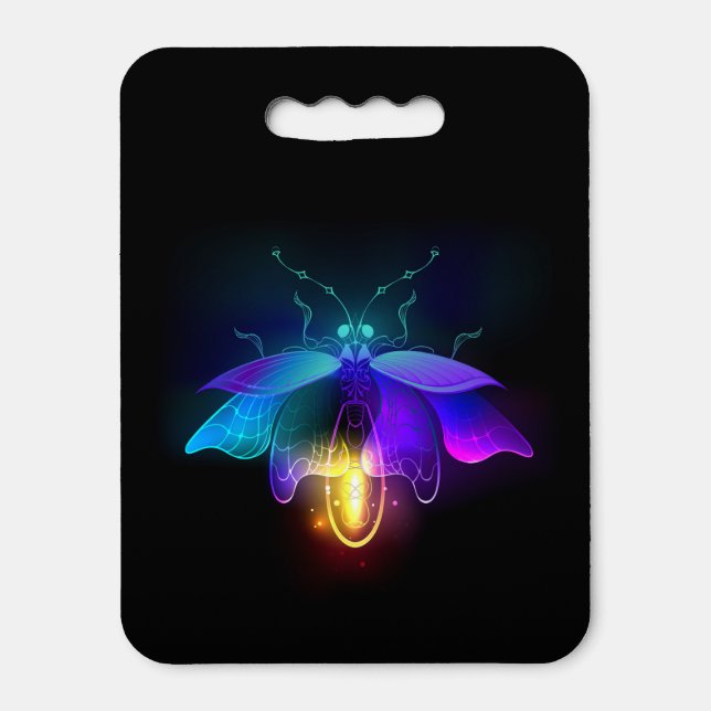 Neon Firefly on black Seat Cushion (Front Vertical)