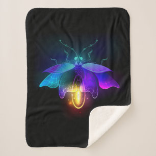 Neon Firefly on black Sherpa Blanket