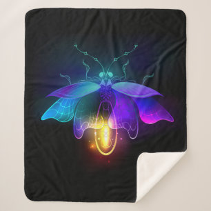 Neon Firefly on black Sherpa Blanket