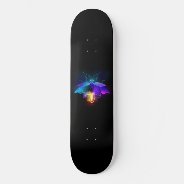 Neon Firefly on black Skateboard (Front)