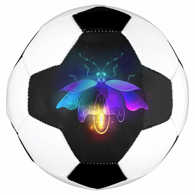 Neon Firefly on black Soccer Ball (Front)