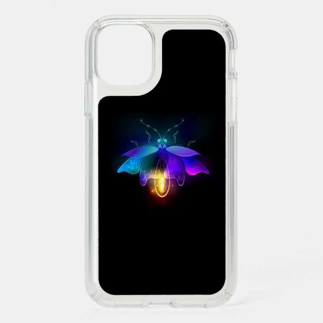 Neon Firefly on black Speck iPhone 11 Case (Front)