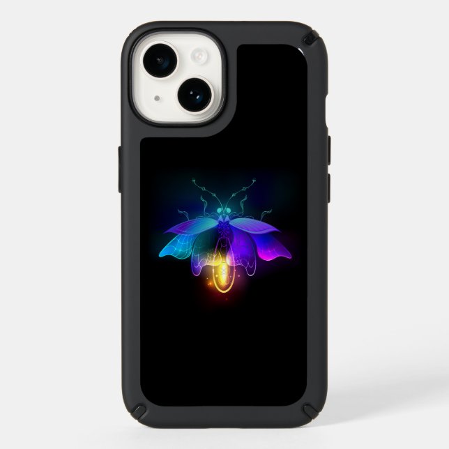 Neon Firefly on black Speck iPhone Case (Front)