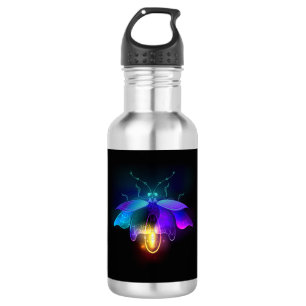 Neon Firefly on black Stainless Steel Water Bottle