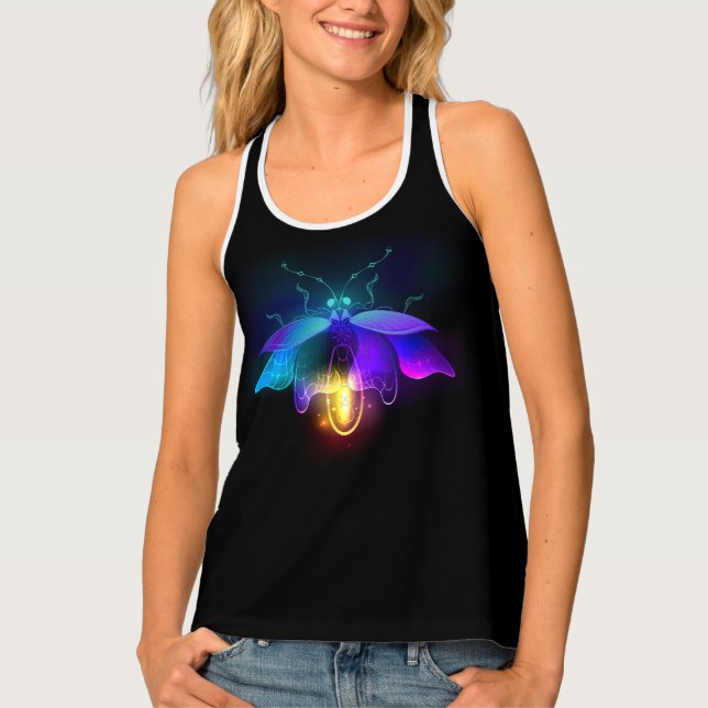 Neon Firefly on black Tank Top (Front)