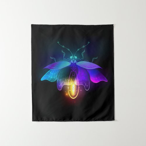 Neon Firefly on black Tapestry