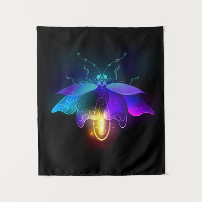 Neon Firefly on black Tapestry (Front)