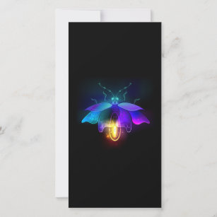 Neon Firefly on black Thank You Card