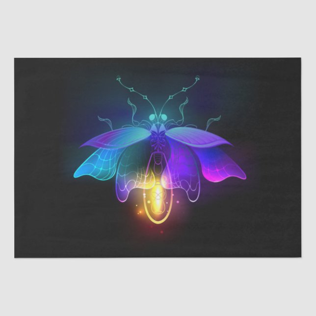 Neon Firefly on black Tissue Paper (Front)