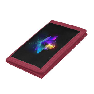 Neon Firefly on black Tri-fold Wallet