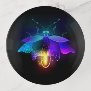 Neon Firefly on black Trinket Tray
