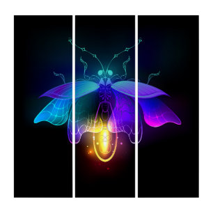 Neon Firefly on black Triptych