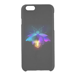 Neon Firefly on black Clear iPhone 6/6S Case