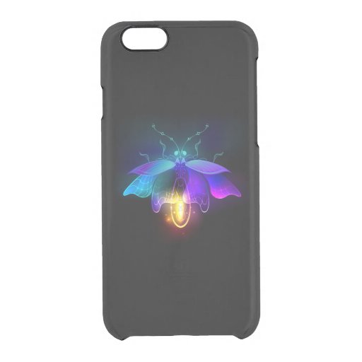 Neon Firefly on black Clear iPhone 6/6S Case