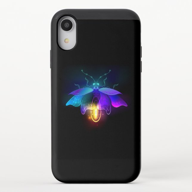 Neon Firefly on black Uncommon iPhone Case (Back)