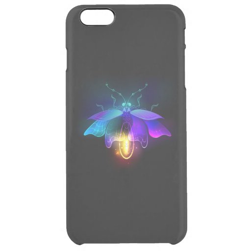 Neon Firefly on black Clear iPhone 6 Plus Case