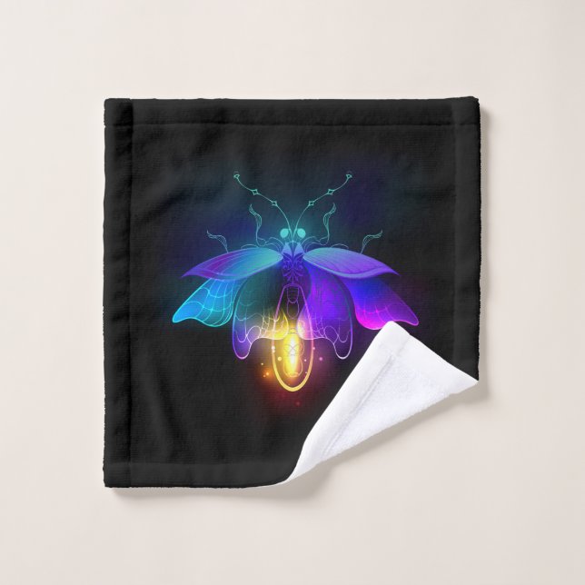 Neon Firefly on black Wash Cloth (Wash Cloth)