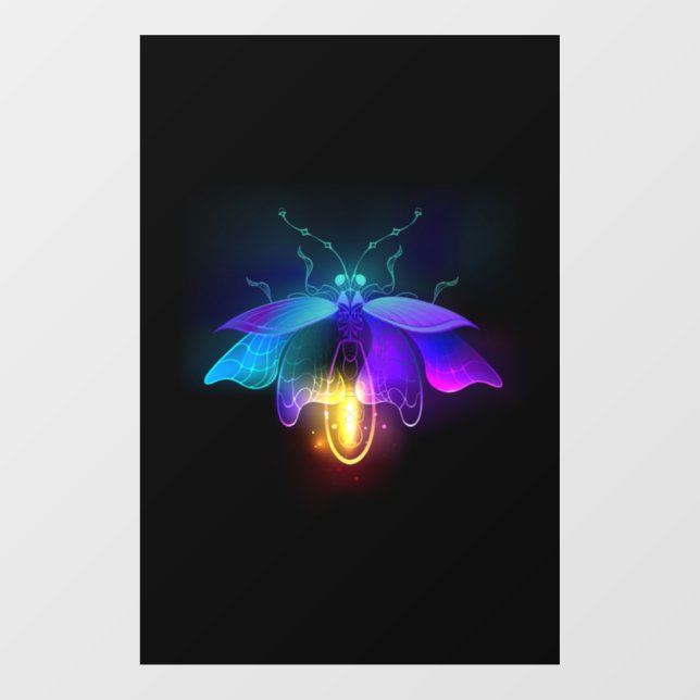 Neon Firefly on black Window Cling (Sheet)