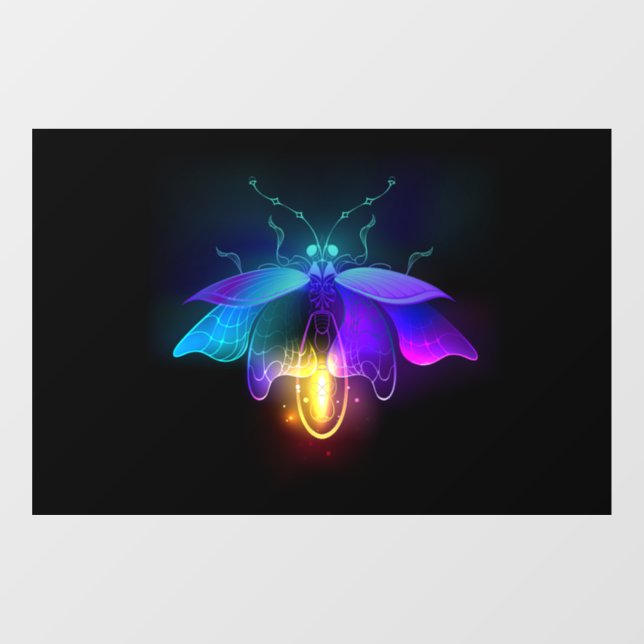 Neon Firefly on black Window Cling (Sheet)