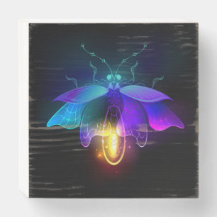 Neon Firefly on black Wooden Box Sign