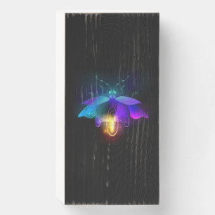 Neon Firefly on black Wooden Box Sign