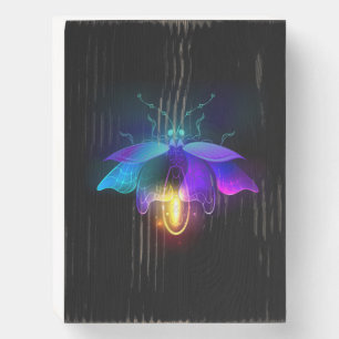 Neon Firefly on black Wooden Box Sign