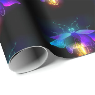 Neon Firefly on black Wrapping Paper