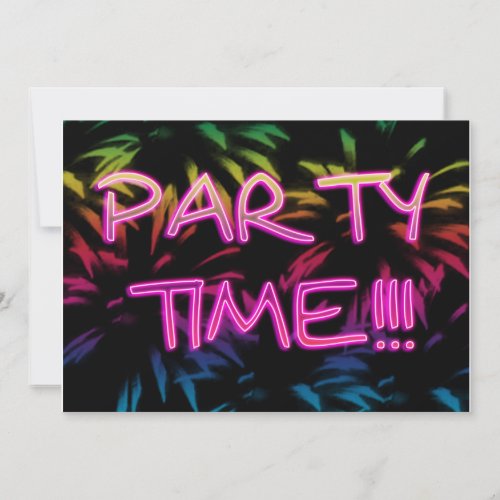Neon Fireworks Party Invitation