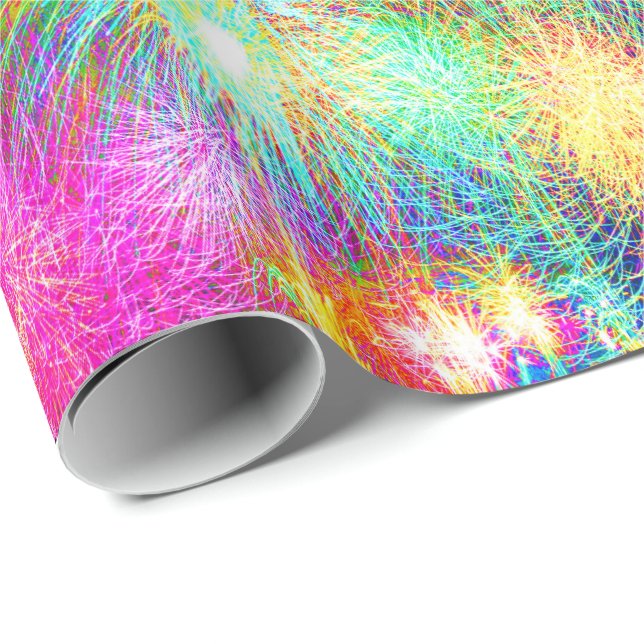 Neon Fireworks Wrapping Paper (Roll Corner)