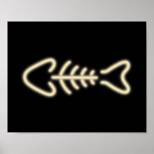 Neon Fish Bones Poster