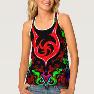 Neon Flame Mandala Pattern Tank Top