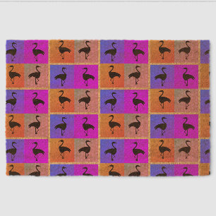Neon Flamingo Seamless Pattern Blocks Fiber Doormat