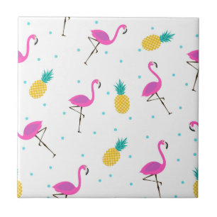 Neon Flamingos 2 Ceramic Tile