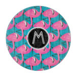 Neon Flamingos | Add Your Initial Cutting Board